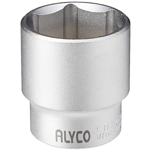 Alyco 192330 - Steckschlüssel, 1/2 Zoll, Une 16507 DIN 3124 Cr-V verchromt, matt, 6-kant, 30 x 46 mm