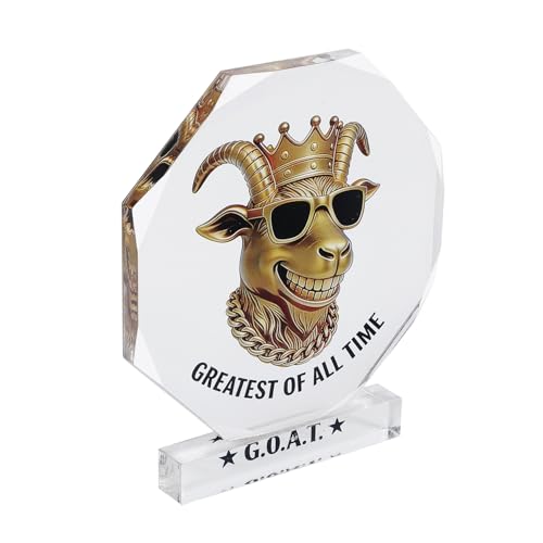 Zonling Goat Trophy Awards 5 Inch G.O.A.T. Acrylic Trophy for Fantasy Football Champion Office MVP Best Player Trophy Winner Gag Gifts