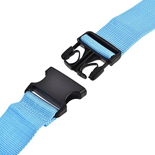 Image of uxcell Luggage Strap Suitcase Belt with 2 Buckles, 2Mx5cm Cross Adjustable PP Travel Packing Accessory, Sky Blue