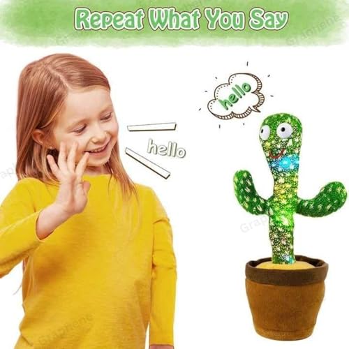GRAPHENE Talking Cactus Baby Toys for Kids Dancing Cactus Plush Toys Rechargeable with USB Cable Can Singing Wriggle & Recording Repeat What You Say Funny Home Decor for Children Playing