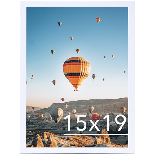 Image of JCJMY 15x19 Picture Frame White for Poster Photo Picture, Horizontal and Vertical Formats for Wall Hanging, 15 x 19 Wall Gallery Poster Photo Frame for 15 by 19 Photos Posters, White