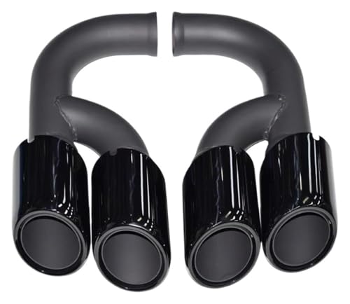 Para P&orsche Para Cayenne 958 92A V6 V8 2011-2014 Tubos Escape Coche Punta Escape Cuádruple Sistema Silenciador Tubo Trasero extremo escape salida doble(Black Long)