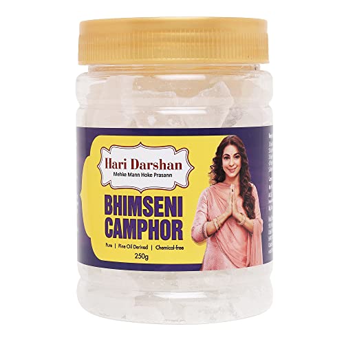 Hari Darshan Pure Bhimseni Camphor(250g) Kapoor Kappuram for Pooja Meditation Havan Room Freshener