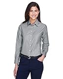Harriton Ladies' Long-Sleeve Oxford with Stain-Release XS OXFORD GREY