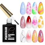 PEACECOLOR Clear Blooming Gel 15ml Vernis à Ongles Semi-permanent pour Effet D'étalement Marbre Magique Aquarelle Fleur Blooming Vernis à Ongles Soak Off UV LED pour Nail Art Manicure