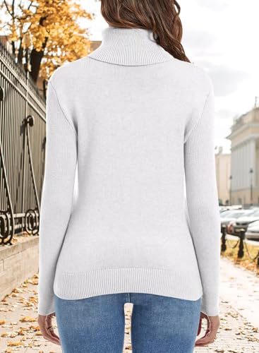 Image of ANFTFH Womens Turtleneck Sweater 2025 Ribbed Knit Top Pullover Sweaters