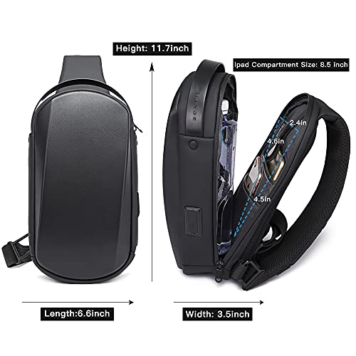 Image of BANGE Waterproof Sling Bag - Hiking Travel Shoulder Crossbody Backpack With Safe Protect Hard Shell