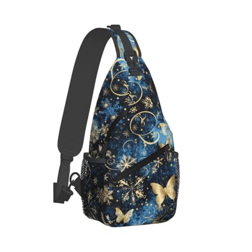 Image of Christmas Snowflake Butterfly-5 Crossbody Bag Sling Bag Backpack Chest Bags Shoulder Bag for Women Men