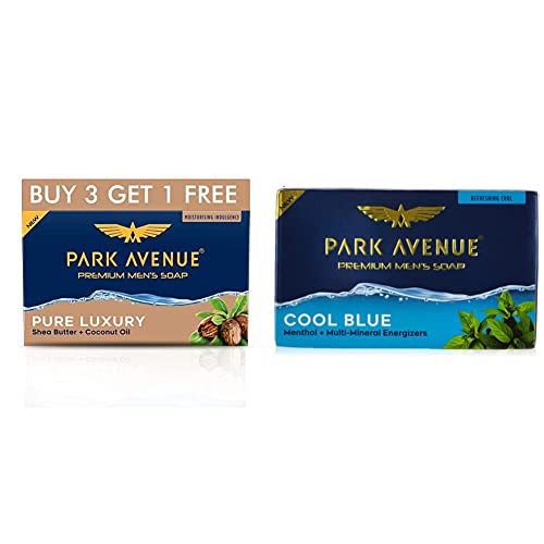 Image of Park Avenue Luxury Fragrant Soap, 125g (BUY 3 GET 1) And Park Avenue Cool Blue Fragrant Soap, 125g (Pack Of 4)