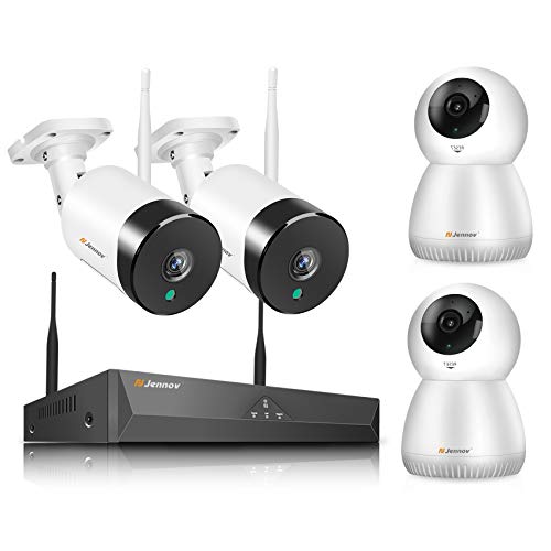 1080P Überwachungssystem mit 2X Innenkamera und 2X Außenkamera 1TB Festplatte WLAN IP Dome Bullet NVR Überwachungskamera Set IR Nachtsicht IP66