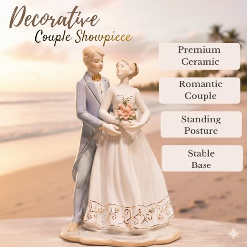 Image of ARMONIA Romantic Bond Couple Figurine |Ceramic Love Showpiece for Home Decor |Valentine's Day Gift for Girlfriend, Wife,Boyfriend|Anniversary,Wedding & Gift Item