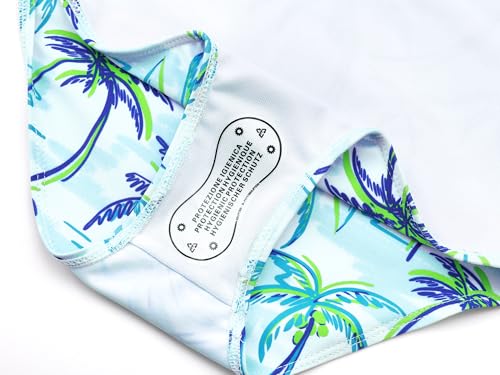 Image of Girls One Piece Swimsuits Adjustable Double Strap for Kids Palm Tree Print Toddler Bathing Suit Size 2T-10