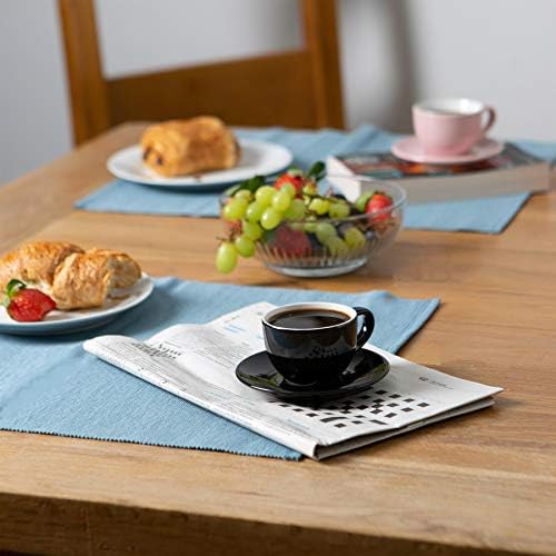 Argon Tableware Espresso Cup & Saucer Set - Colourful Porcelain Coffee Cafe Ristretto Macchiato Cups - 90ml - Black