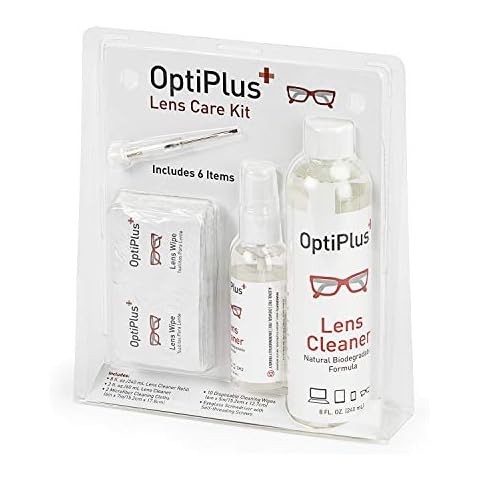 OptiPlus Lens Care Kit Alcohol-Free, Microfiber Cloths, Wipes, Eyeglass Screwdriver Cover