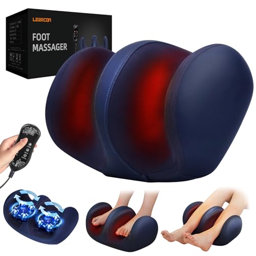 LEERCON Shiatsu Foot Massager with Heat Deep Kneading Massage for Home Office Relaxing Gifts for Women Men Mom Dad Birthday Gift (Blue)