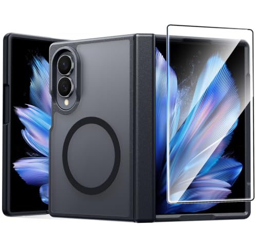Image of FNTCASE for Samsung Galaxy Z Fold 8 Case: [Hinge Protection] Translucent Matte Cases [Compatible with Magsafe] [Screen Protector] Military Grade Shockproof Protective Phone Cover-Black