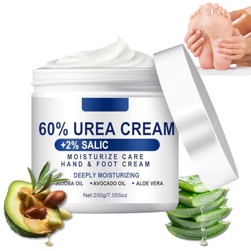 Urea Creme 60 Prozent 200g 60% Urea Fußcreme Fusscreme mit U rea für Trockene Füße und Hände Feuchtigkeitsspendende Hornhautentferner Creme Fußcreme für Ellbogen Knie Fersen & Hände
