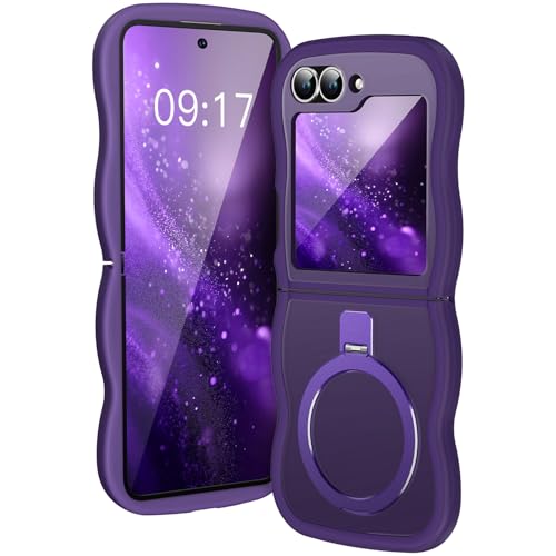 Image of Cute Wavy Magnetic Stand Case for Galaxy Z Flip 6 /5 Fit for MagSafe