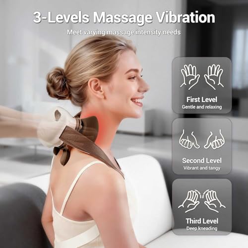 Image of Cordless Neck Massager with Heat, 4D Bionic Hands Shiatsu Deep Tissue Kneading Back Massager, Portable Neck & Shoulder Massagers for Pain Relief - Gifts for Women Men