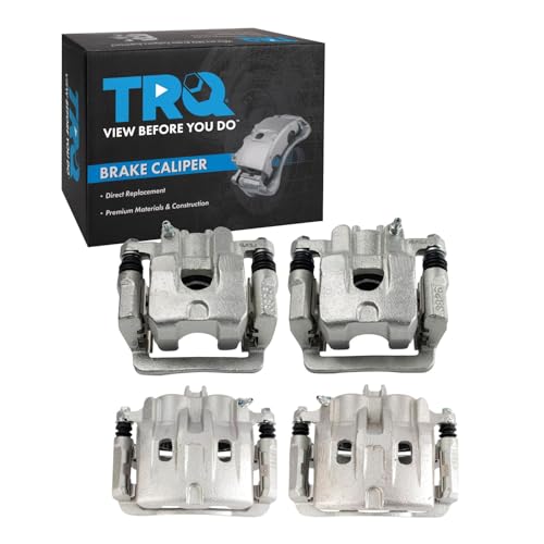 Image of TRQ Front and Rear Brake Caliper Set Zinc Coated Brackets Compatible with 2003-2006 Acura MDX