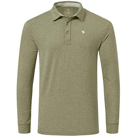 YSENTO Men's Long Sleeve Golf Polo Shirts Thermal Golf Tennis Tops Breathable Business Top(Green,L) Cover