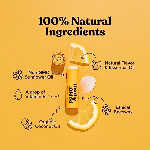 Poppy & Pout Lemon Bloom Jumbo Lip Balm | All Natural Lip Balms & Moisturizers | Hydrates with Beeswax, Vitamin E, Organic Coconut Oil | Cruelty-Free | Lip Balm in Recyclable Cardboard Tube