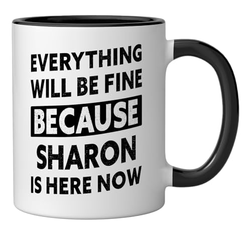 Taza cerámica Sharon con nombre y diseño divertido bicolor miniatura 2