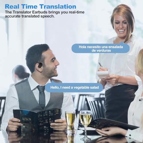 Audífonos traductores inteligentes Bluetooth 5.4 con clip para viajes 4