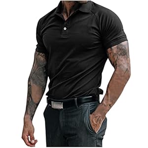 Mens Muscle Fit Raglan Polo Shirt Casual Summer Short Sleeve Collared Business Dress Shirt Athletic Polo Golf Tee Tops