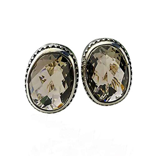 Pendientes de plata 925 con cuarzo ahumado de diseño coreano MIYUAN
