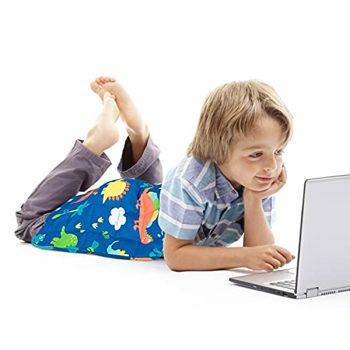 Sivio Weighted Lap Pad 3lbs, Cotton Weighted Blanket Sensory Weighted Lap Blanket Indoor Outdoor, 20 x 30 Inch, Blue Dinosaur