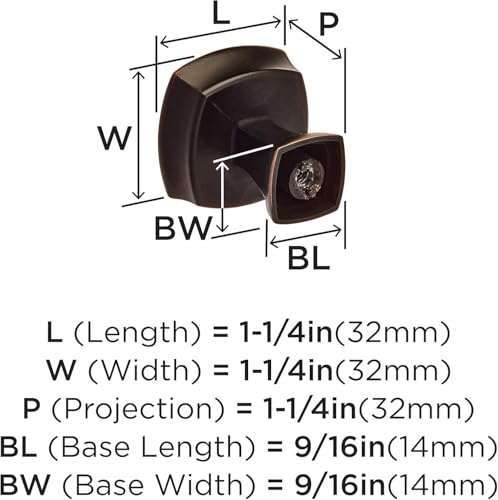 Image of Amerock 1-1 /4 inch Square Stature Oil-Rubbed Bronze Cabinet Knob