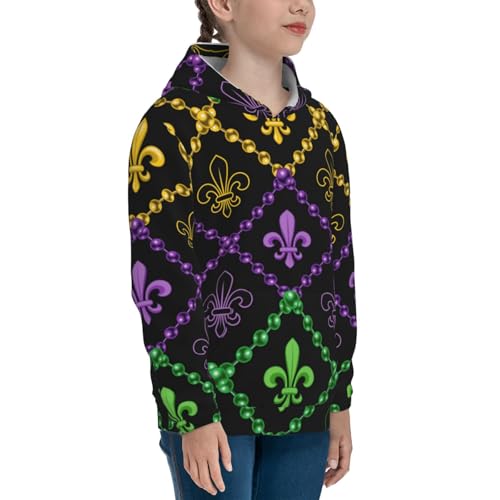 Mardi Gra Geometric Kids Pullover Hoodies Boys Sweatshirts Girls Athletic Clothes with Pocket3