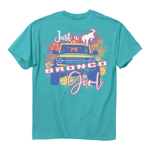 Ford Bronco Girl Thing T-Shirt | 100% Cotton Lagoon Blue