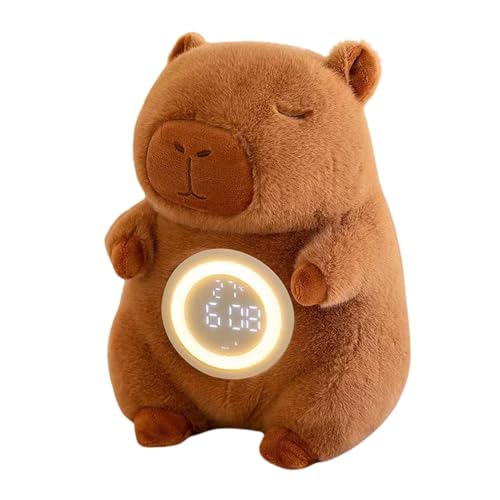 Dura de peluche - anulación ca reloj de mesa | Juguete de peluche Capybara con alarma, despertador decorativo para habitaciones infantiles, habitaciones infantiles, mejores rutinas, sueño pacífico
