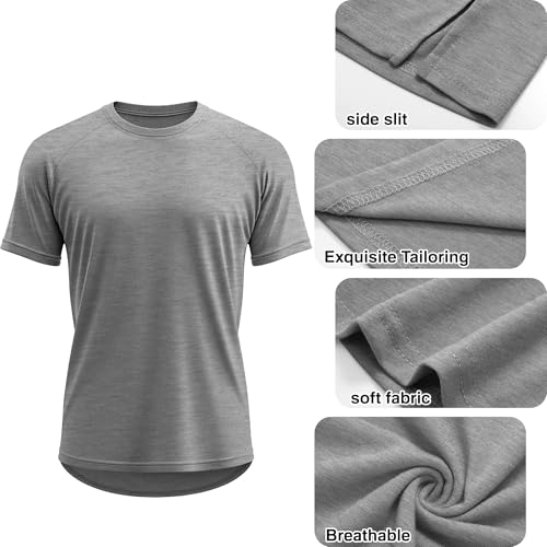 Ficerd 3 Pack Men's Big and Tall Raglan Short Sleeve T-Shirts, Side Split Summer 30% Cotton Crewneck Soft Basic Shirts4