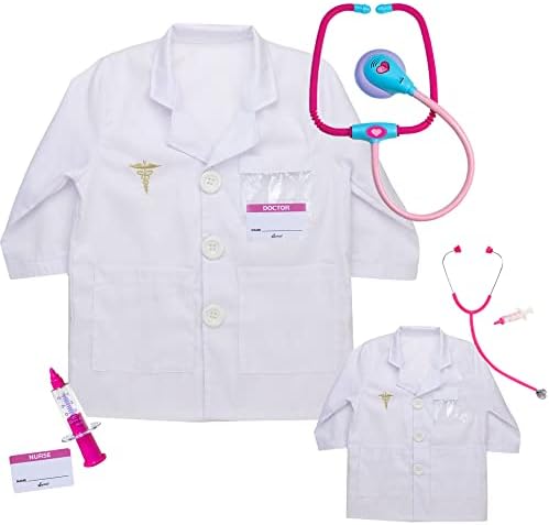 Sophia's 18" Doll and Child Matching Doctor Lab Coats with Stethoscopes, Syringes, and Name Tags, 8 pc.