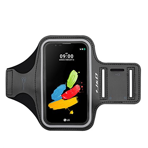 J&D Armband Compatible for LG Stylus 2 / Stylo 2 / Stylus 2 Plus/LG Q70 Armband, Sports Armband with Key Holder Slot for LG Stylo 2 Running Armband, Perfect Earphone Connection While Workout, Black
