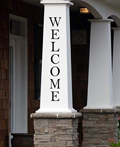 Welcome Vinyl Decal - Vertical - Home Decor - 1.5w x 10h inches - Die Cut Sticker - Sky Blue