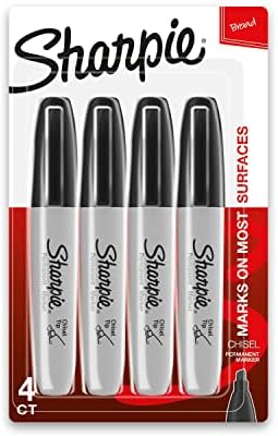 SHARPIE Permanent Markers, Chisel Tip, Black, 4 Count