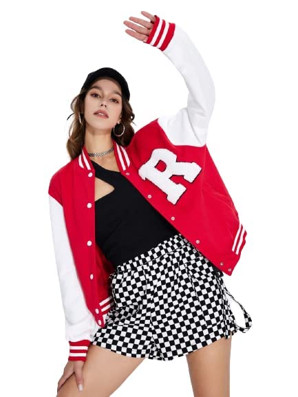 paklon Text Printed Red Varsity Jacket for Women-picture-10
