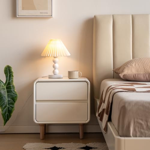 Wayshome White Nightstand with 2 Drawers, Small Wood Night Stands for Bedroom, White Wooden Bedside Table for Small Spaces, Sofa Side Table for College Dorm, Living Room,13.8