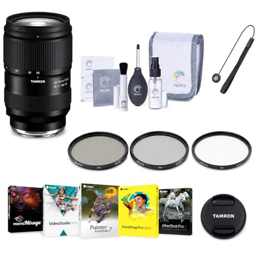 Tamron 28-75mm f/2.8 Di III VXD G2 Lens for Sony E Full Frame with Fast Autofocus and 7.1 Inch Close Focus, + UV CPL ND2 Filter Kit, Cleaning Kit, Cap Tether, Software Kit, Tamron 6 Year Warranty