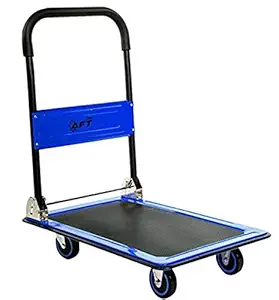 Push Cart Dolly AFT PRO USA Push Platform Truck Folding Rolling Flatbed Cart 360 Degree Swivel Wheels Foldable Handle (Blue, 330LB)