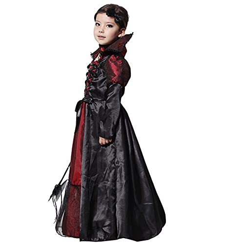 Girls Gothic Vampire Halloween Costumes Vampiress Dress Cosplay (Black, 3-4T) #TOP4