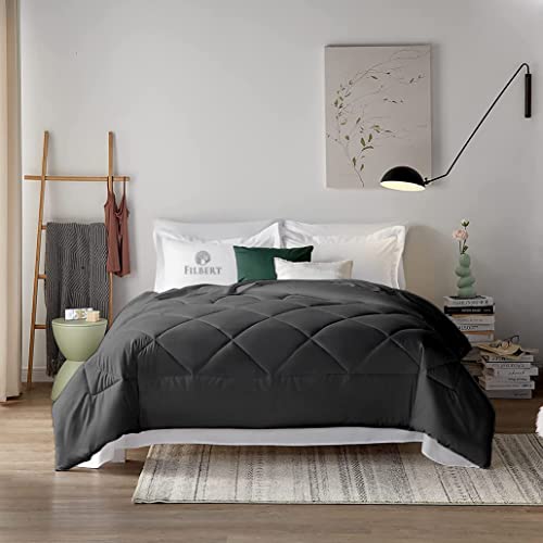 Image of Filbert - 400 GSM Microfiber Rajai Double Bed Comforter, Super Soft Heavy Double Bed Blanket for Winter Diamond Stitch (90 inch x 100 inch Inches /228cm x 254cm) - Comforter Double Bed|Dark Grey