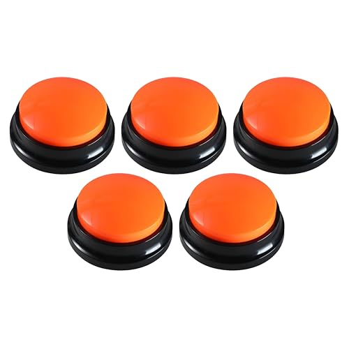 Image of Foodie Puppies Interactive Dog Toys, Pet Voice Training Talking Button /Buzzer Toy for Communication - Pack of 5 (Recording Button, Orange) 30Sec Record & Playback, [Without Battery]