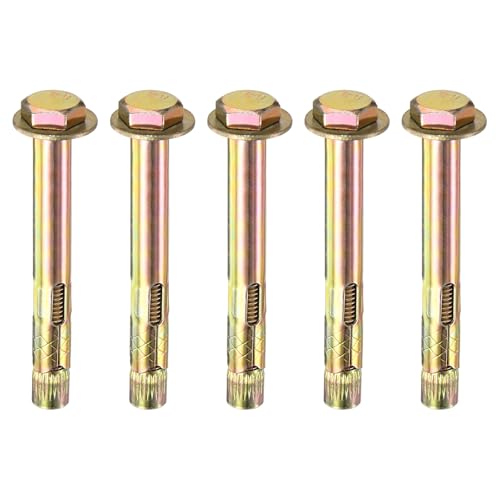 Image of M METERXITY 5-Pack Hex Expansion Bolt, M10x100mm Colored Galvanized Iron-Carbon Steel External Hex Expansion Bolts, Anti-Corrosion Metal Bolt for Concrete /Dry Brick /Block Walls