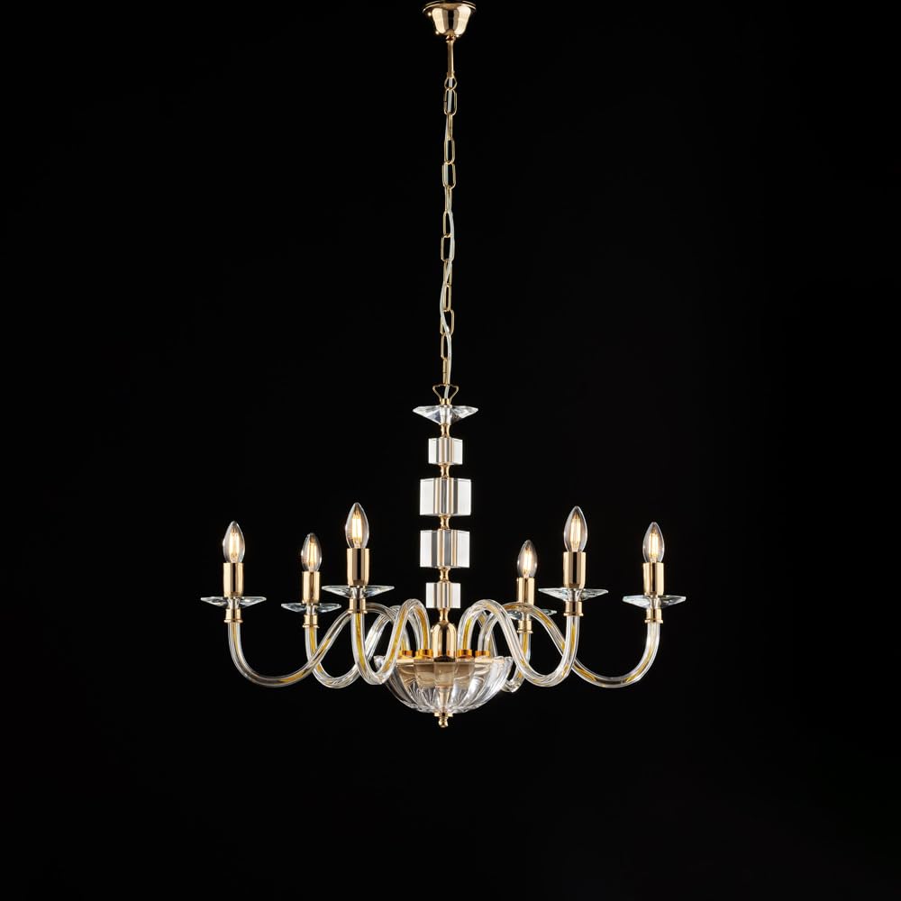Lampadario Contemporaneo Franz Cristallo Oro 6 Luci E14 - 4