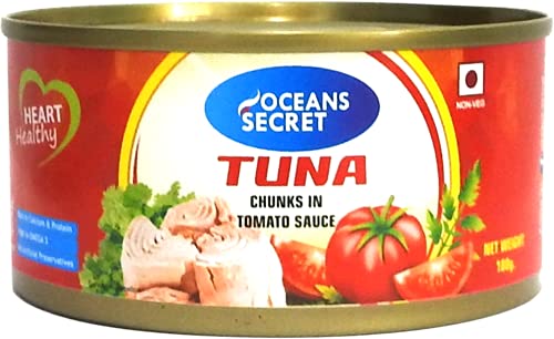 Image of Oceans Secret Tuna Chunks in TomatoSauce 180gm Pack of 1 Canned Tuna Fish | Balanced Nutrition | Rich Taste | in Tomato Sauce | Premium Cuts Ready to Eat